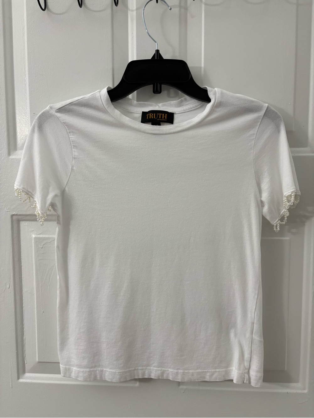 Truth White Tee with Gold Logo Tag